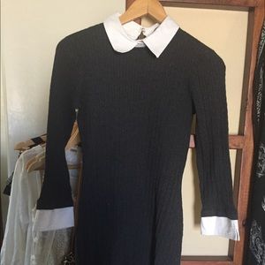 Ralph Lauren grey cable knit dress with collar